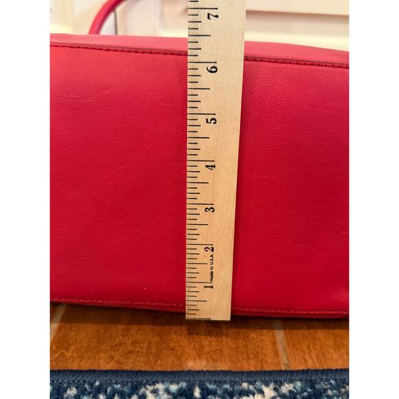 Lauren Ralph Lauren Red Newbury Double Zip Satchel Handbag Purse - Picture 8 of 15